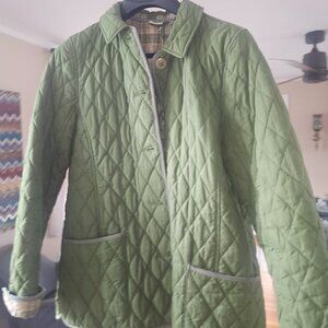 Vintage LL Bean Quilted Khaki Farmhouse Barn Coat Size Large